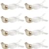 8PK Urban Elegant Bird Feather Clip Christmas Decoration 16cm White/Gold