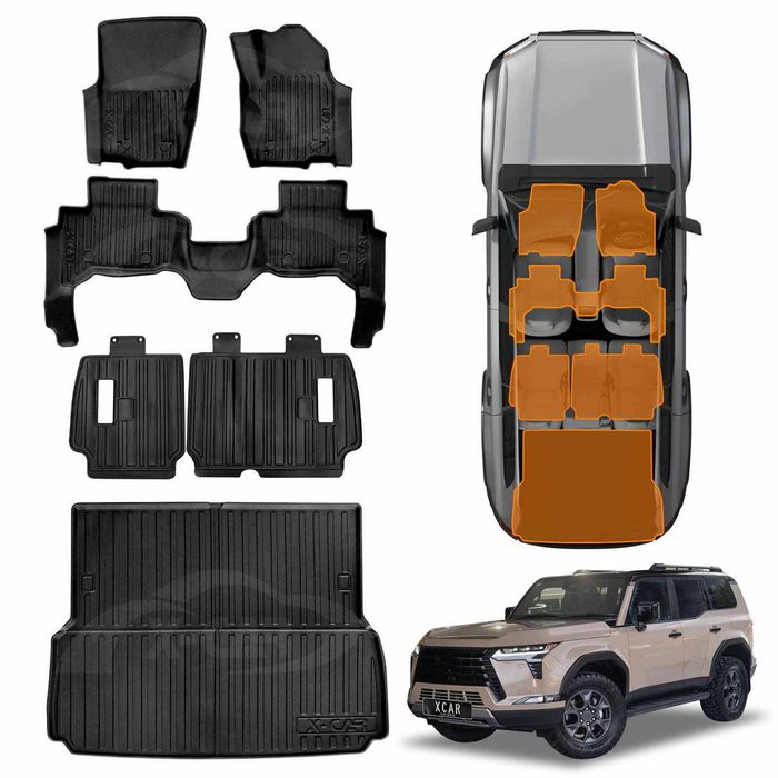 Floor Mats Boot Liner Set For Lexus Gx 550 Gx550 5 Seater 2024-onwards All Weather Heavy Duty Cargo Kick Mats Back Seat Cover
