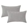 Catzon 2 Pcs Throw Pillow Covers Soft Striped Corduroy Cushion Case for Couch 30X50cm-Light Grey