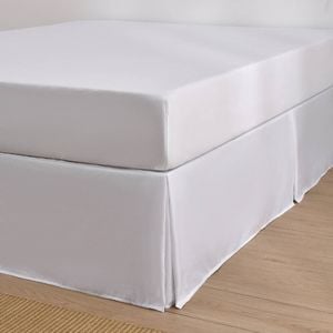 Dreamaker Superfine Washed Microfibre Pleated Valance White Queen Bed