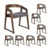 Mattia 8pc Set Dining Chair Grey Fabric Seat Walnut