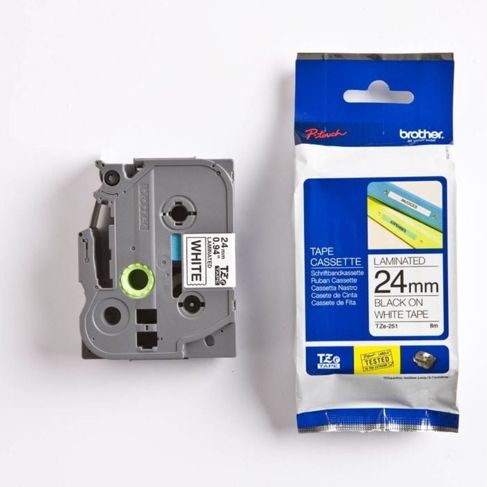 Brother 24mm Black On White Tze Tape