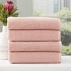 4pc Renee Taylor Cobblestone 650gsm Cotton Ribbed Towel Bath Towel Blush