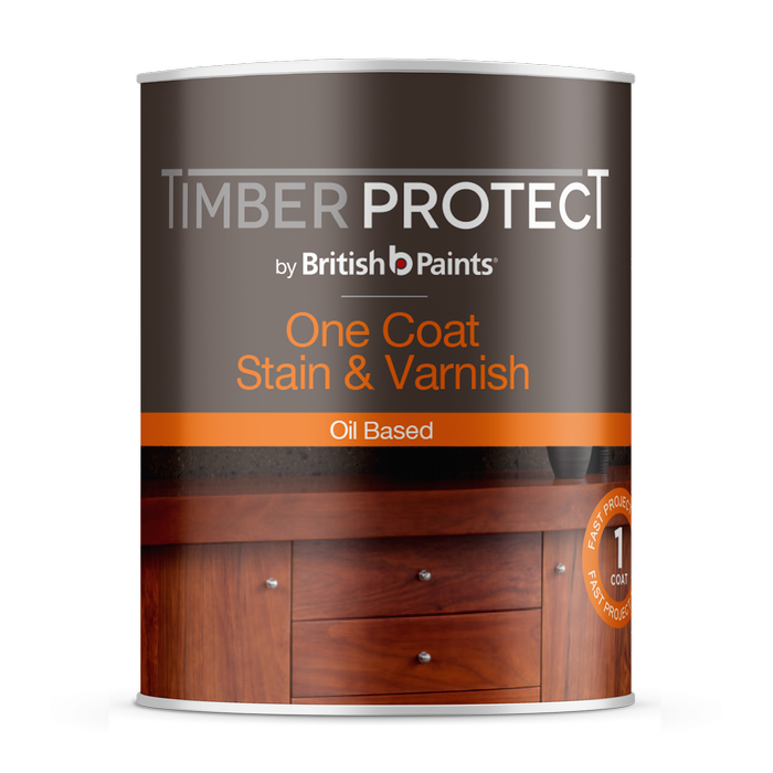 Timber Protect 250ml Oil Based Dark Brown One Coat Stain And Varnish - 250ml