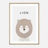 Galrie Charming Minimalist Lion Art Print for Kids' Room Decoration, Wood Frame, A4 21 x 30cm (8 x 12inch)