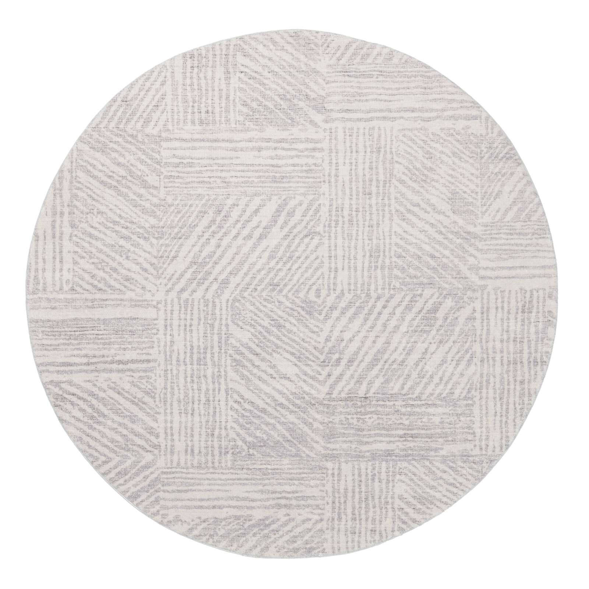 Loopsie-240cm X 240cm-obu Grey And Cream Geometric Washable Round Rug ...