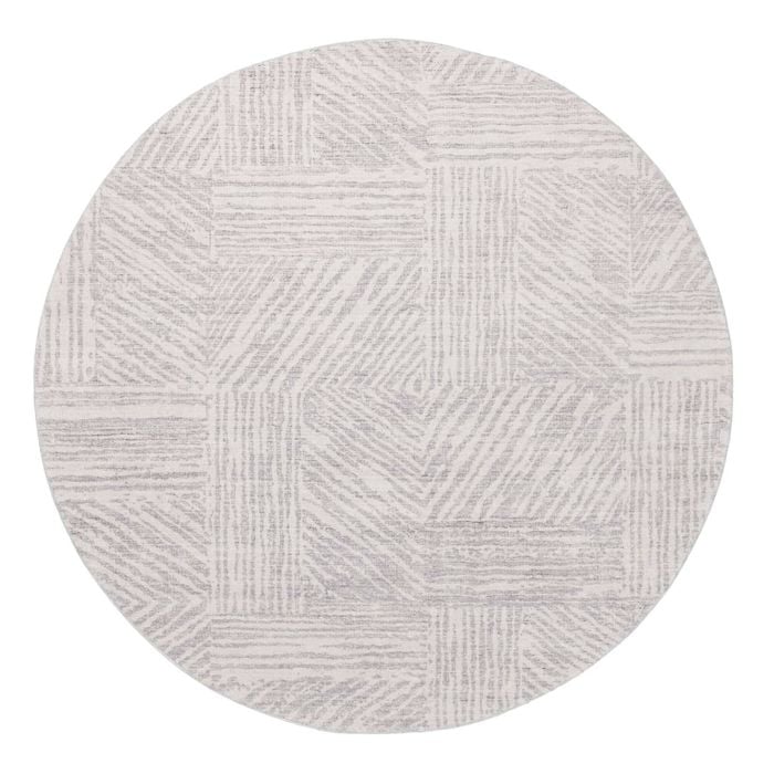 Loopsie-240cm X 240cm-obu Grey And Cream Geometric Washable Round Rug