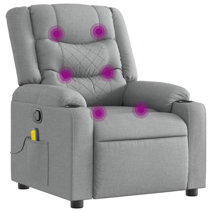 vidaXL Massage Recliner Chair Light Grey Fabric massage chair massage recliner