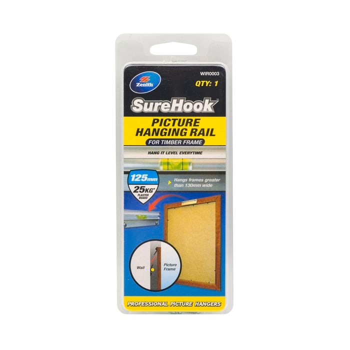 Zenith 125mm / 25kg SureHook Timber Frame Picture Hanging Rail