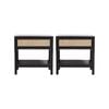 Casa Decor Tulum Rattan Bedside Table Drawers Table Nightstand Cabinet X 2 Black