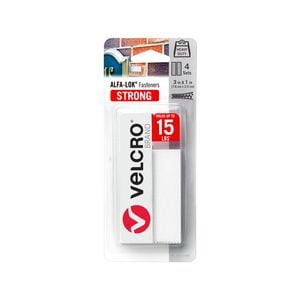 VELCRO Brand 76.2 x 25.4mm White ALFA-LOK strips - 4 Sets