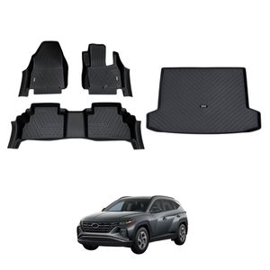 AUSGO Floor Mats & Boot Liner Set for Hyundai Tucson Petrol / Diesel 2021-Onwards Car Floor Liners Cargo Mat