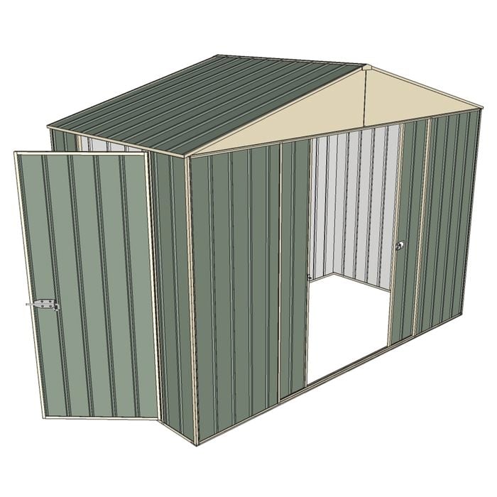 Build-a-Shed 3.0 x 1.5 x 2.3m Double Sliding and Single Hinge Door Narrow Shed - Green