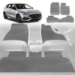 6D Diamond Car Floor Mats for Hyundai i30 2017-2021-Full Set-Grey-Outback GT