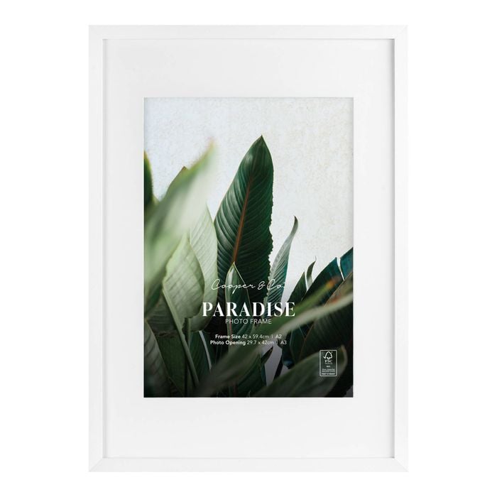 Cooper & Co. 42x59.4cm Mat to 29.7x42cm White Premium Paradise Wooden Photo Frame