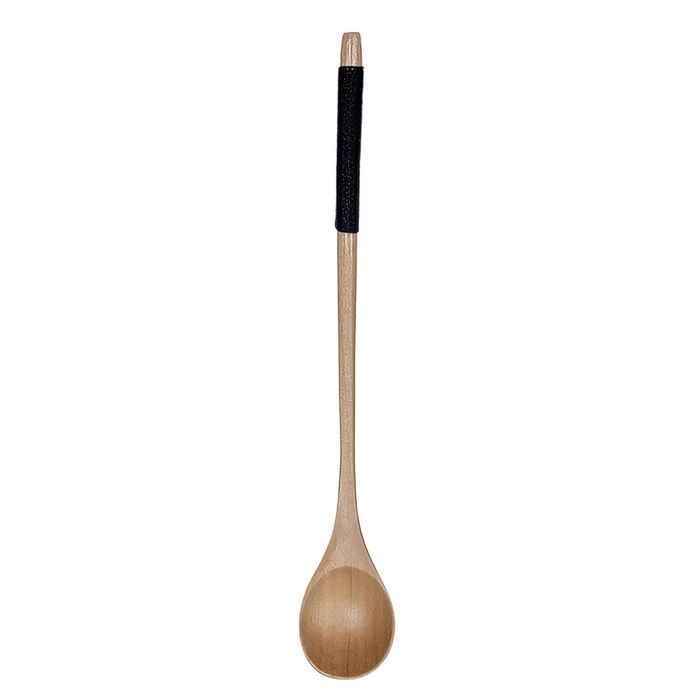 Anygleam Wooden Black 6pcs Wooden Tea Long Spoon Kitchen Tableware