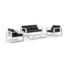 Santorini 2+1+1 Outdoor Aluminium Lounge Set White With Coffee Table & Denim Grey Cushions