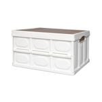 All Set Cream & Walnut Collapsible Storage Crate With Lid