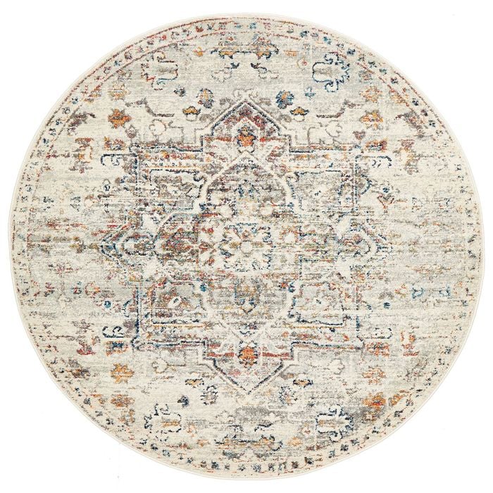 The Rug Connection Sol 911 Off White 240x240cm - Large Round Transitional Pet Friendly Indoor Rug