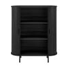 Design Square Galene 3-Tier Tall Bookcase Display Shelves Cabinet 2-Doors Slat Black