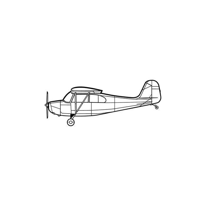Ignite Laser Aeronca 7AC Champion - Classic Two-Seat Taildragger Silhouette Metal Wall Art Coated Black 23.6 inch - 60 cm