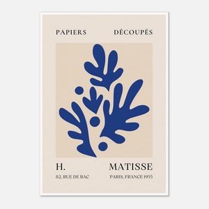 Galrie H. Matisse Blue Foliage Print II - Elegant Découpage Artwork (1955), Poster Only, A0 84 x 119cm (33 X 47inch)