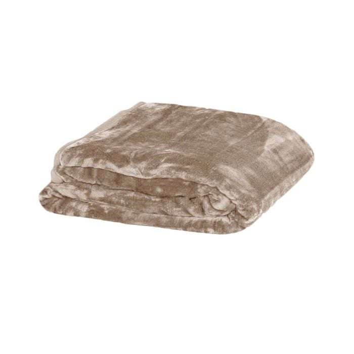 Bloomington 400gsm Soft Plain Faux Mink Blanket Queen 200x240 cm Latte