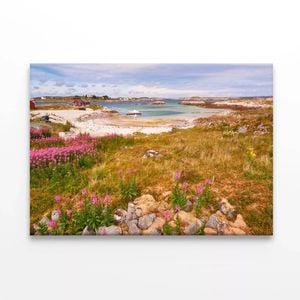 Rocky Beach with Grass, Sky   Print 100% Australian Made 120 x 90cm  (Stretched)