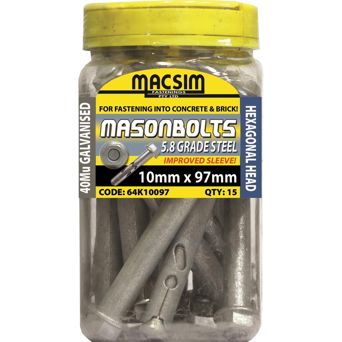 Macsim Fasteners 10 x 97mm Galvanised Sleeve Anchor - 15 Pack ...