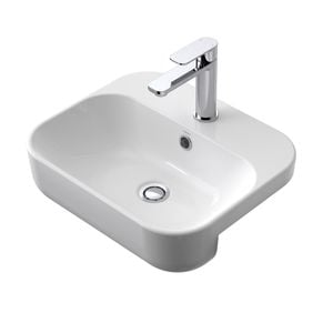 Caroma White Semi Recess Luna Basin With 1 Tap Hole