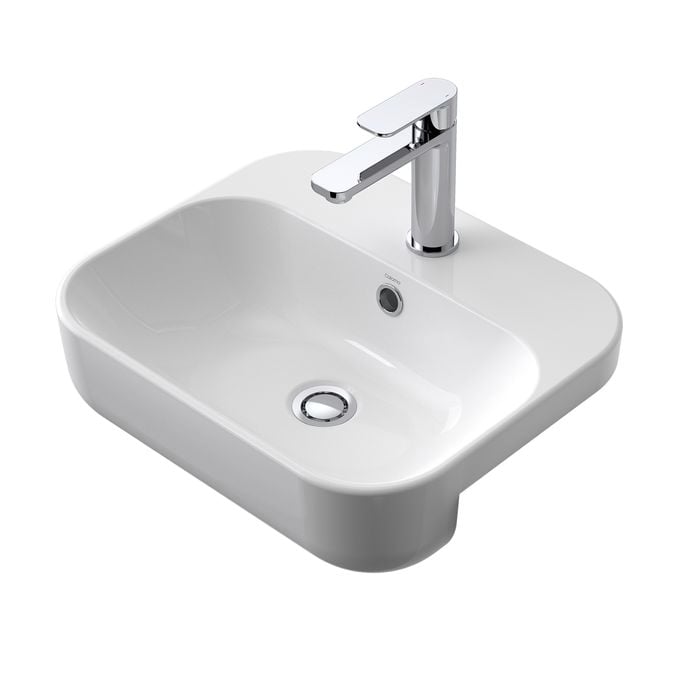 Caroma White Semi Recess Luna Basin With 1 Tap Hole