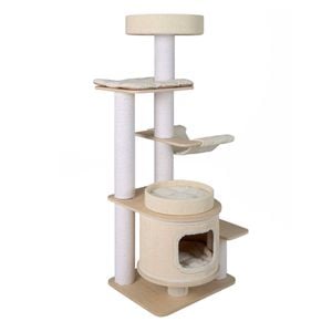 Costway 151cm Cat Tree Scratching Post Kitty Condo House White