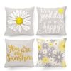 Catzon 4 Pcs Linen Throw Pillow Covers Watercolor Flower for Bed Sofa Decor 50X50cm