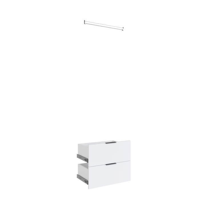 Lugna White 2 Drawer 1 Hang Rail Insert Kit - Fits 600 x 350mm Cabinet Shell