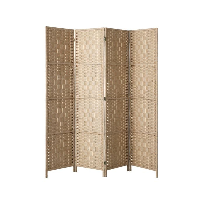 Oikiture 4 Panel Room Divider Screen Privacy Timber Natural