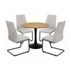 FORET 5pcs Round Dining Table Set With 4 Upholstered Metal Chairs