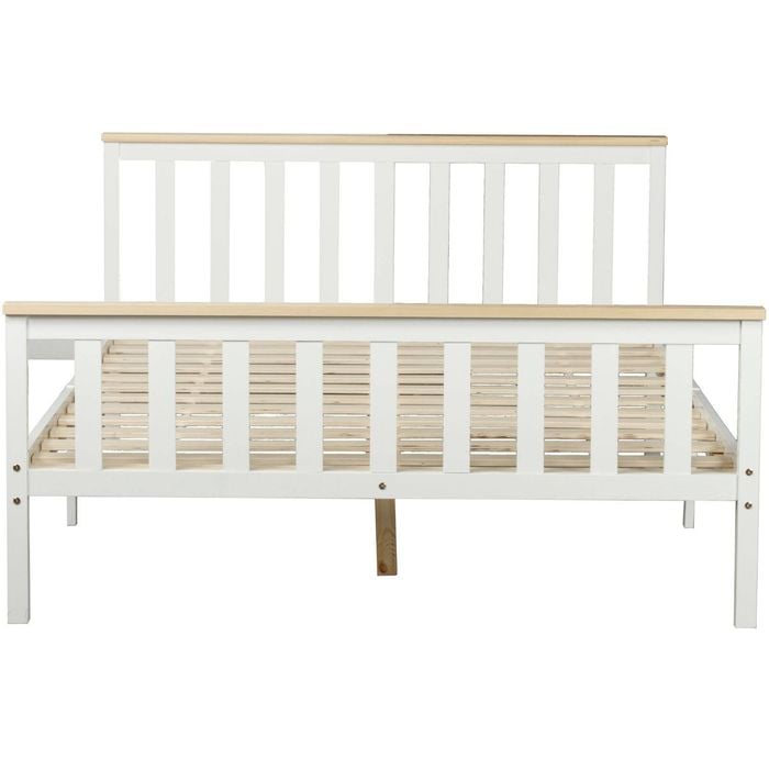 Glebe Pine Wood Double Bed Frame - White