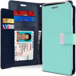 Goospery For Apple iPhone 18 Pro /17 Pro Rich Diary Wallet Flip Case Leather Card Slots Magnetic Cover (Aqua)