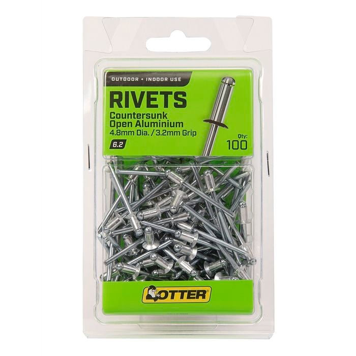 Otter 4.8 x 3.2mm Countersunk Open Aluminium Rivets - 100 Pack