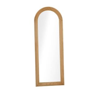 Oikiture Full Length Arch Mirror 165x60cm Natural Wood Wall Mounted Home Decor