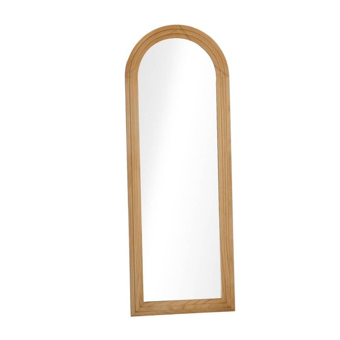 Oikiture Full Length Arch Mirror 165x60cm Natural Wood Wall Mounted Home Decor