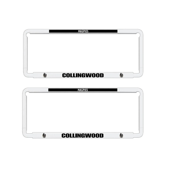 2x OFFICIAL AFL COLLINGWOOD MAGPIES Car Number Plate Frame Cover Surround