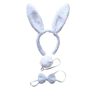 3pcs Set Animal Costume Dress Up Party Bow Tie Tail Ears Book Week - White Rabbit - White | White Rabbit
