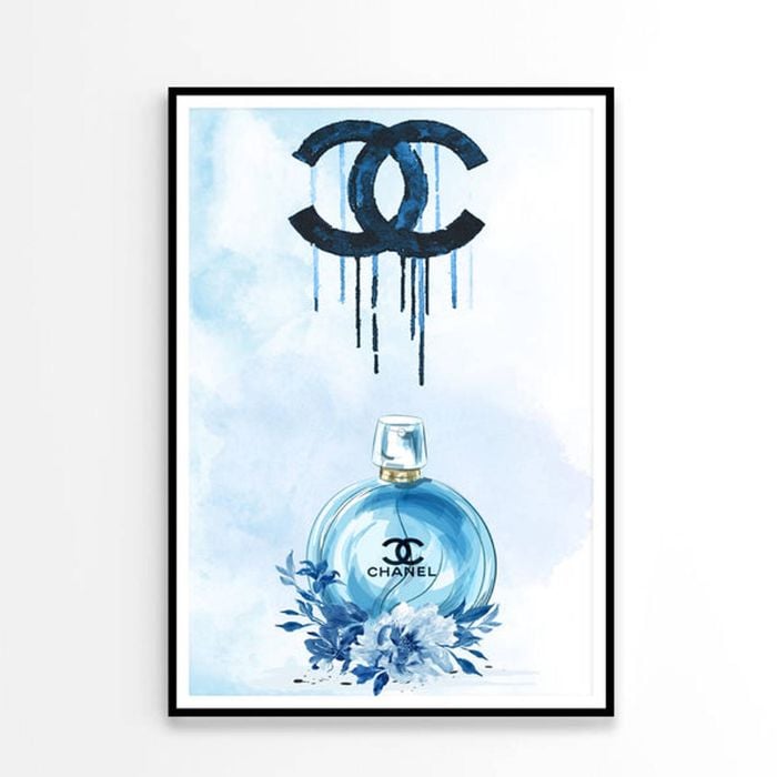 Luxury Blue Perfume with Flowers  Print 100% Australian Made 90x120cm  (Poster)