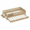 Ufurniture Low Kids Bed Wood Daybed with Guardrails Bookshelf Trundle Stairs Oak