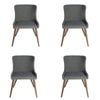 SK Designer Living | Pack of 4 | Osaka Upholstered Dining Chair | Walnut Legs - Grey Fabric