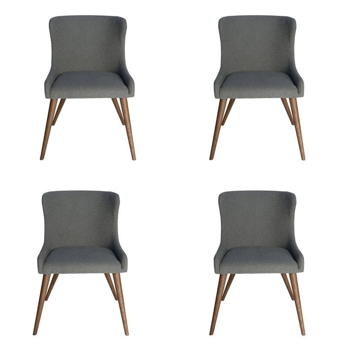 SK Designer Living | Pack of 4 | Osaka Upholstered Dining Chair | Walnut Legs - Grey Fabric