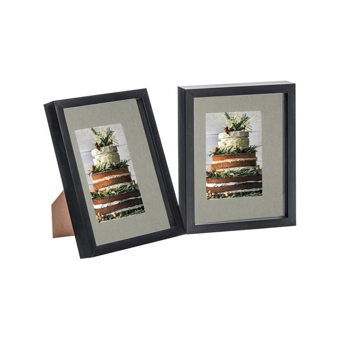 Nicola Spring 8" x 10" Black 3D Box Photo Frames - 4" x 6" Mount - Pack of 2