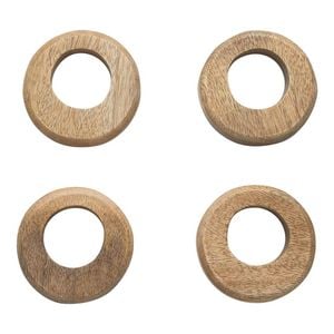 4pc Ecology Drift Mango Wood Napkin Rings Kitchen Accessory 8cm Brown