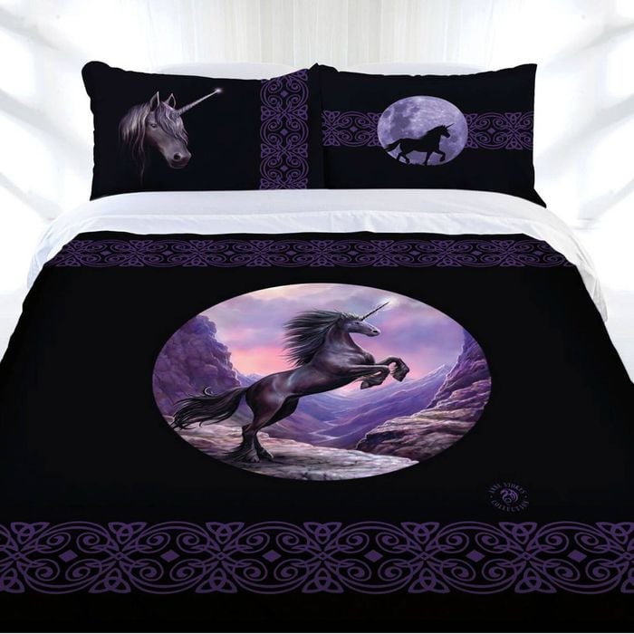 Anne Stokes Black Unicorn Quilt Cover Set Double